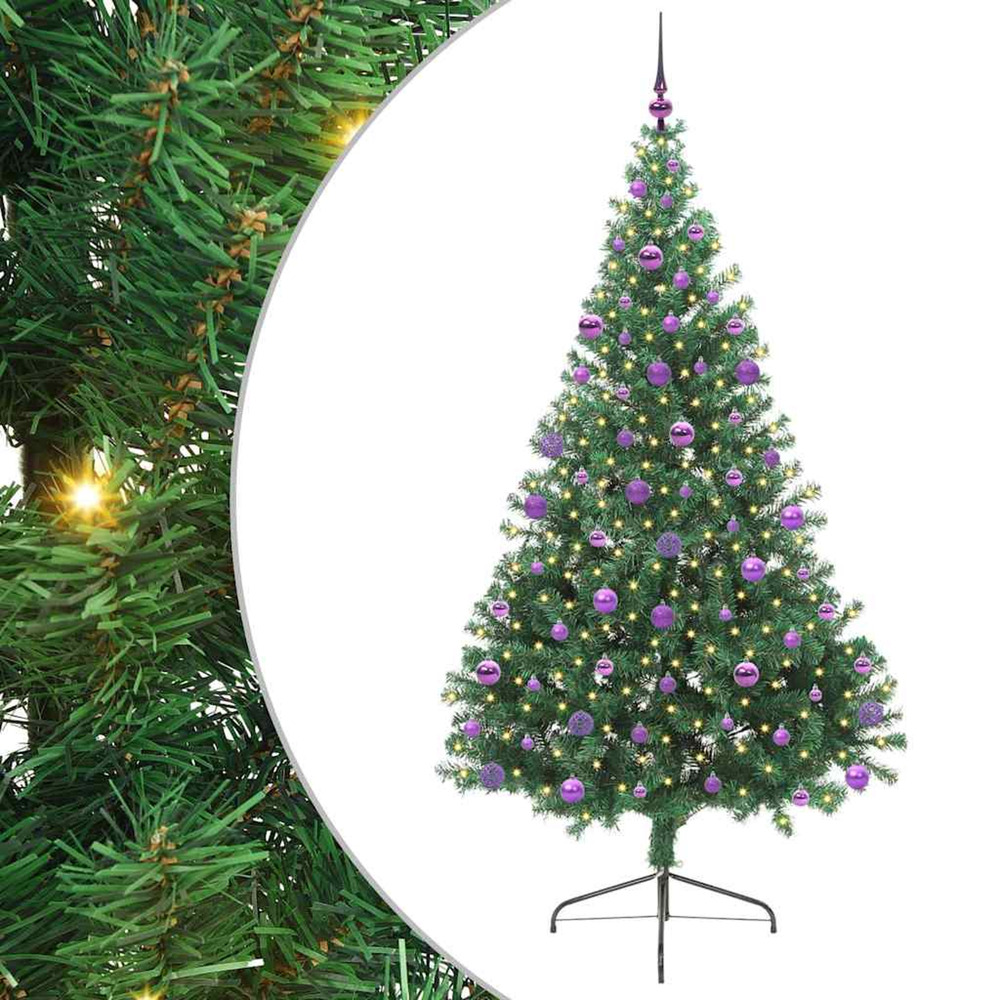 Sapin de noël artificiel pré-éclairé vert 210 cm pvc