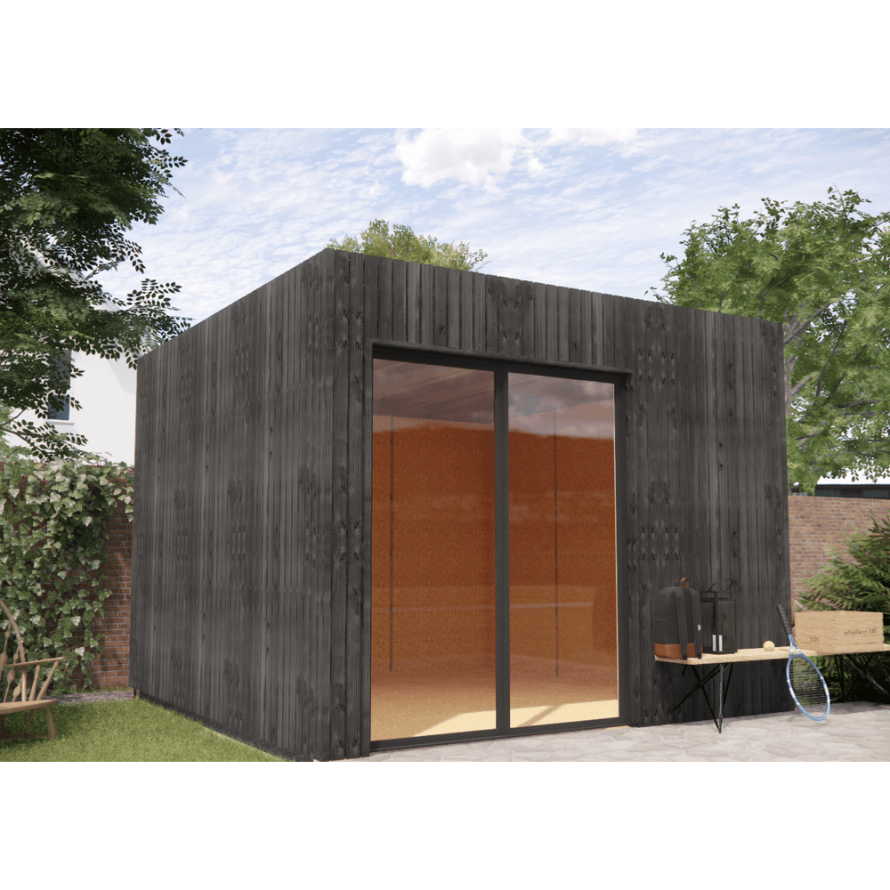 Bureau de jardin 4 saisons en bois 3,3 x 3,5 x 2,7 m / isolation re2020 avec plancher isolé / menuiseries alu k-line