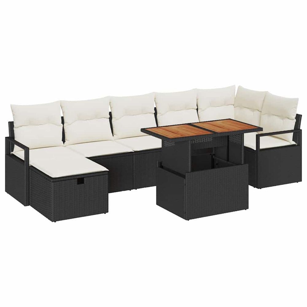Ensemble de canapé de jardin 8 pc noir polyrotin