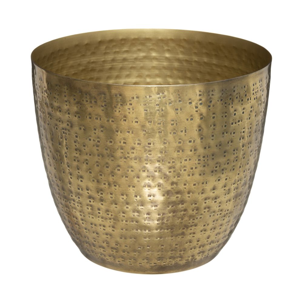 Cache-pot en métal doré martelé d. 18 x h. 16 cm