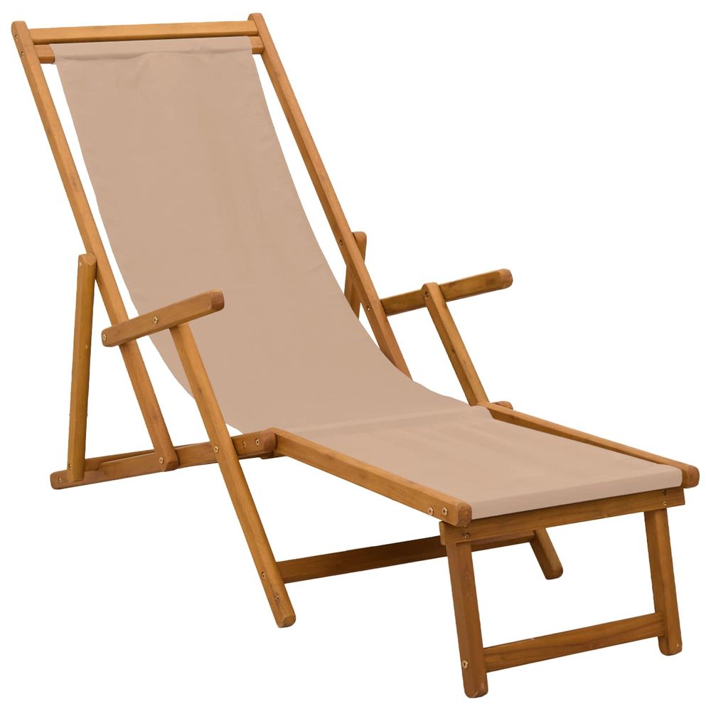 Chaise longue pliante 3 position bois d'eucalyptus massif taupe bain de soleil
