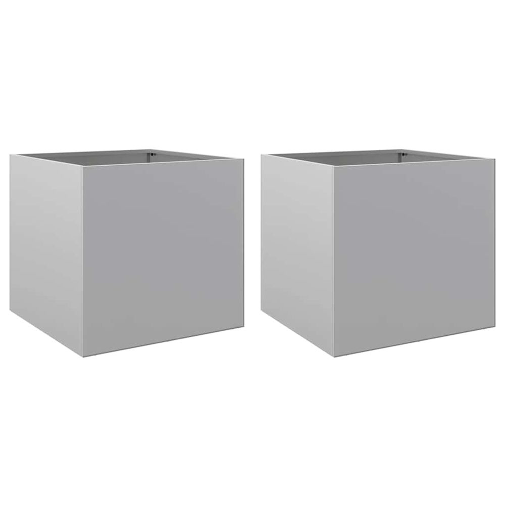 Jardinière d'extérieurs 2 pcs argenté 49x47x46 cm acier galvanisé