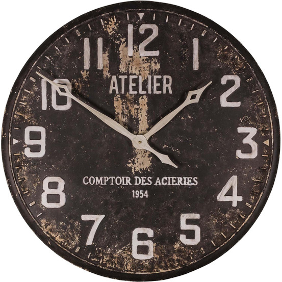 Pendule ronde en fer atelier 74 cm