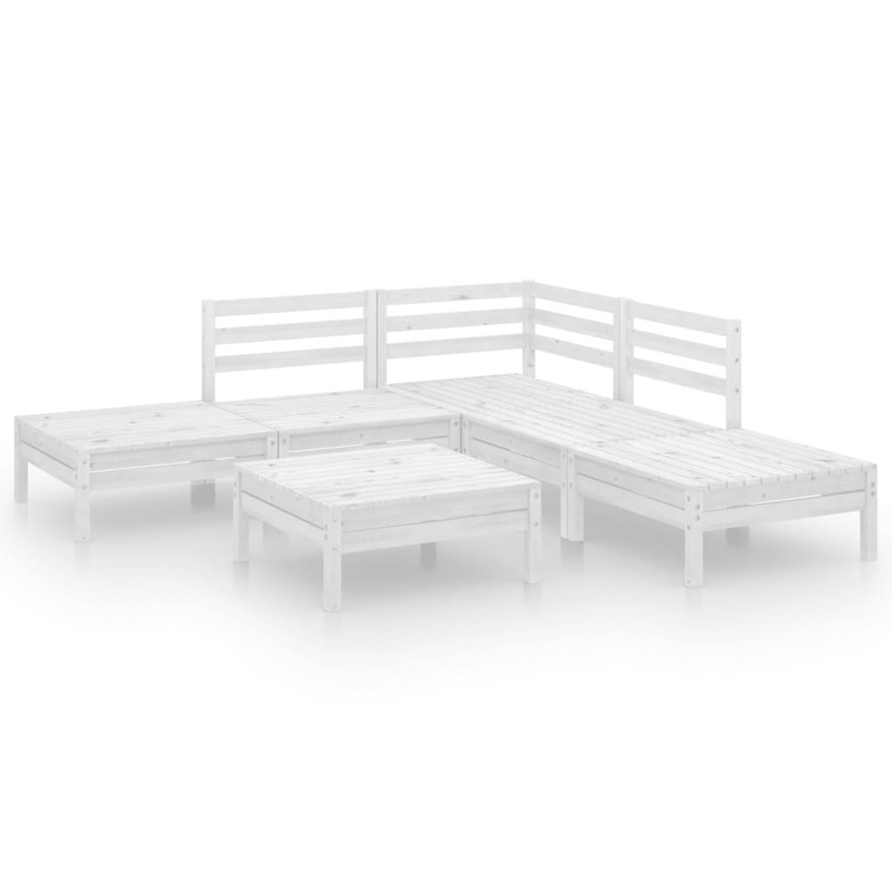 Salon de jardin 6 pcs bois de pin massif blanc