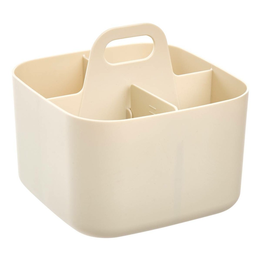 5five - organiseur poly 16,5x16,5x15cm beige compartiments amovibles