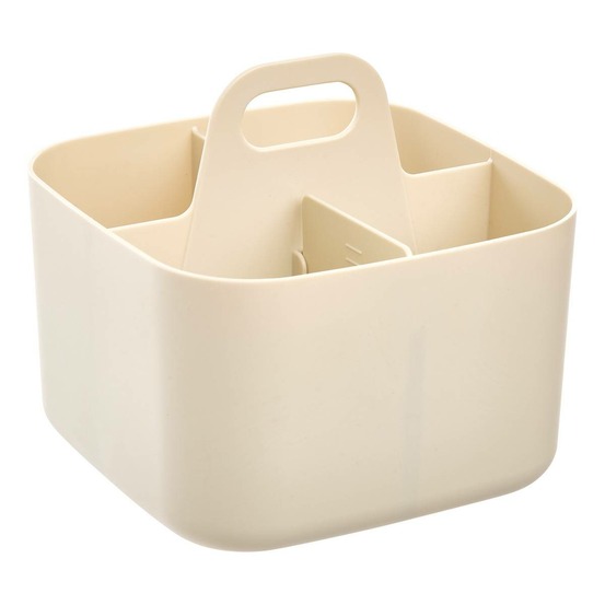 5five - organiseur poly 16,5x16,5x15cm beige compartiments amovibles