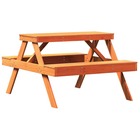 Table de pique-nique cire marron 105x134x75 cm bois massif pin