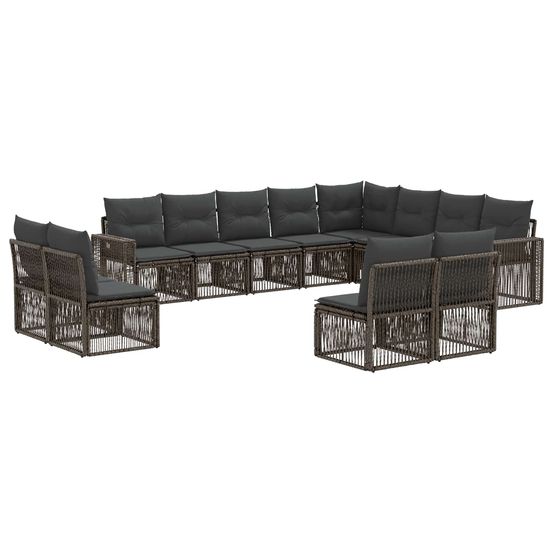 Ensemble de canapé de jardin 12 pc gris et gris foncé polyrotin