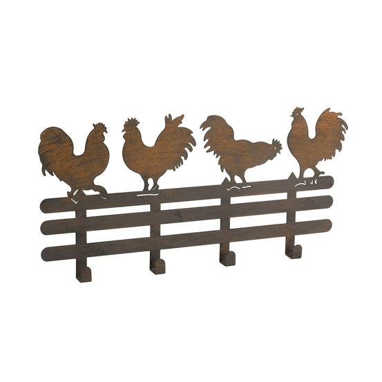 Patère en métal rouillé coq