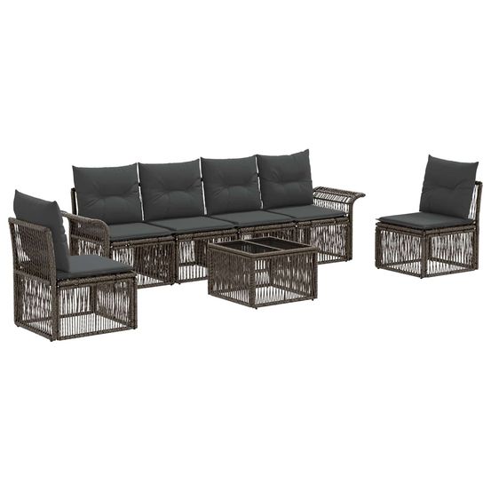 Ensemble de canapé de jardin 7 pc gris polyrotin