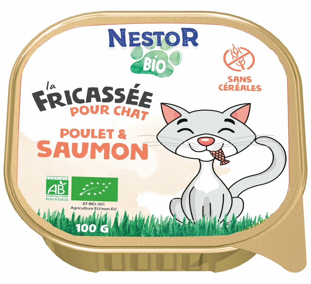 Pâtées sans céréales bio au saumon pour chat 100g