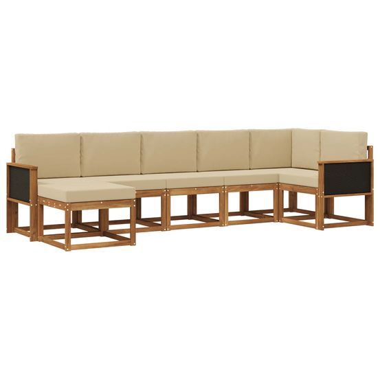 Ensemble de canapés d'extérieur 7 pc naturel et beige polyester