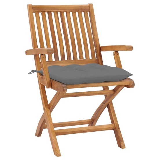 Chaises pliables de jardin avec coussins lot de 4 teck solide