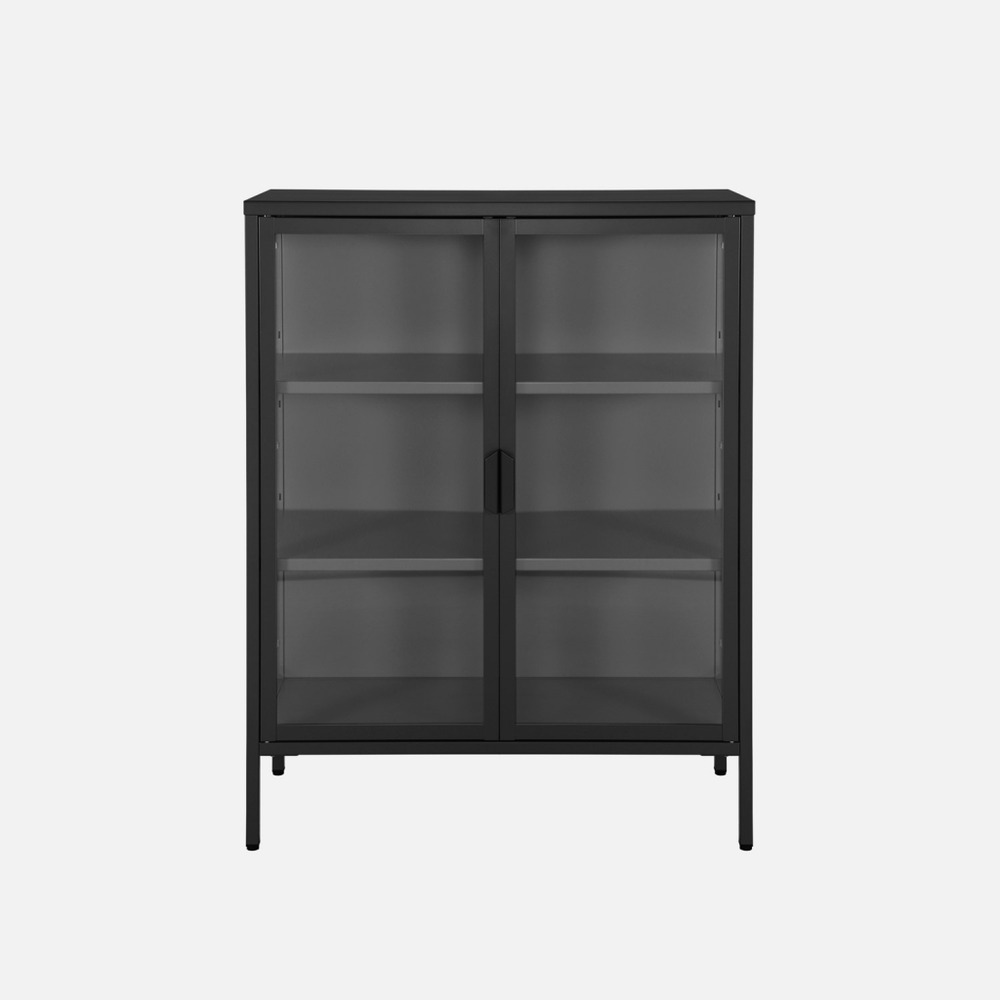 Armoire vitrine acier et verre trempé 2 portes 80cm - arkansas