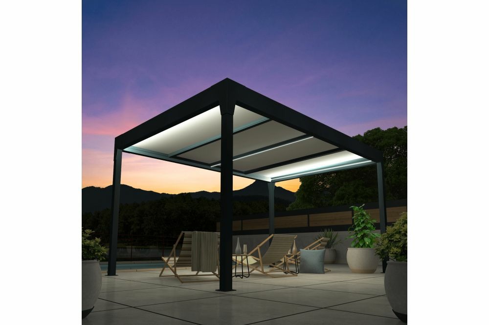 Pergola isotoit® modern îlot gris anthracite 6,26x5,00m + led