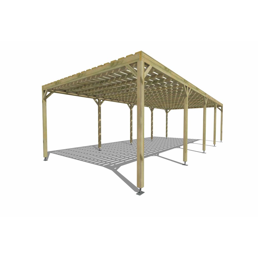 Pergola bois • 10m x 4m • indépendante • sens profondeur • platelage bois • livraison comprise
