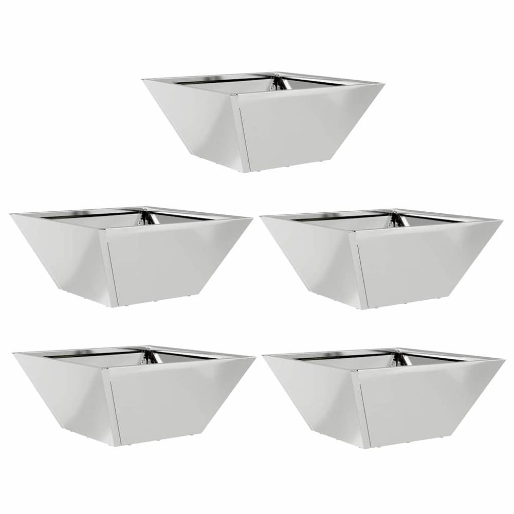 Cache-pot de jardin 5 pc argenté 35 x 35 x 15 cm
