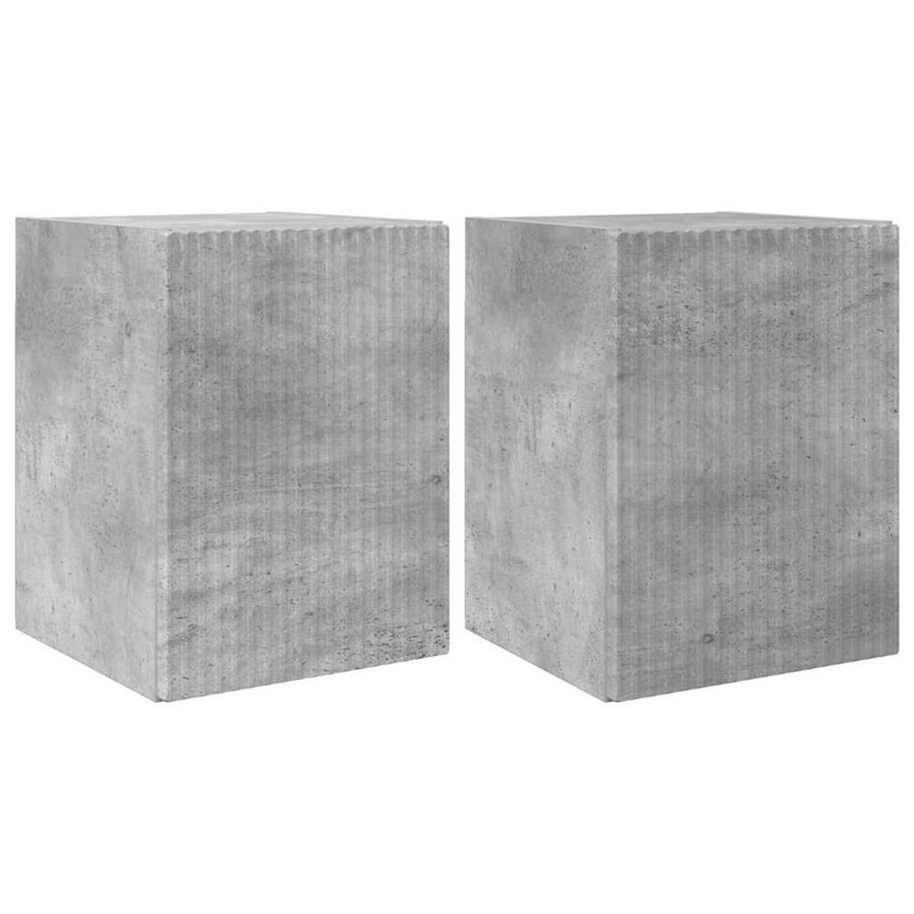 Meuble tv mural 2 pc gris béton bois d'ingénierie