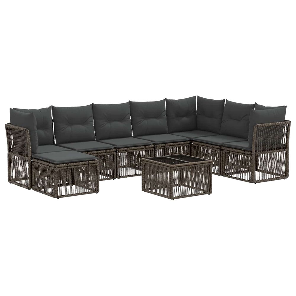 Ensemble de canapé de jardin 9 pc gris polyrotin