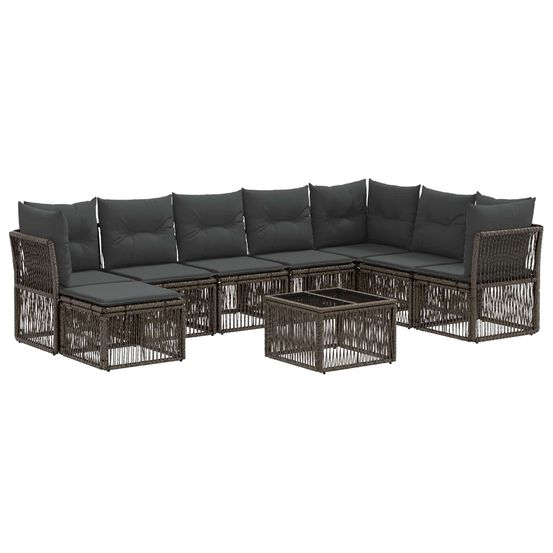 Ensemble de canapé de jardin 9 pc gris polyrotin