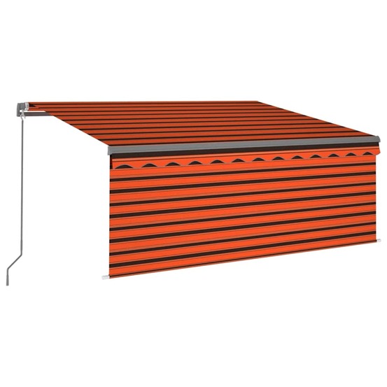Auvent rétractable manuel avec store 3,5x2,5 m orange et marron