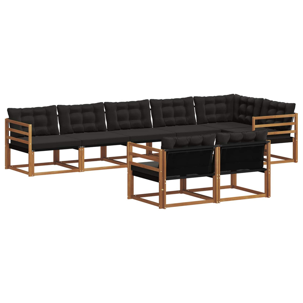 Ensemble de canapés d'extérieur 8 pcs naturel et noir