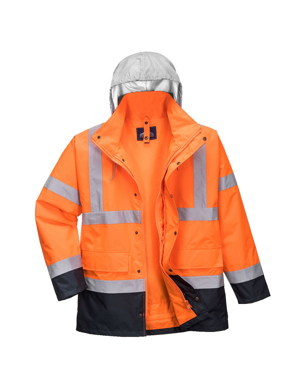 Parka hi-vis bicolore contrastée trafic 4 en 1 couleur : orange/marine taille m - portwest