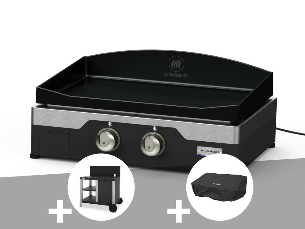 Plancha électrique allure 260 duo 60 x 40 cm + desserte + housse