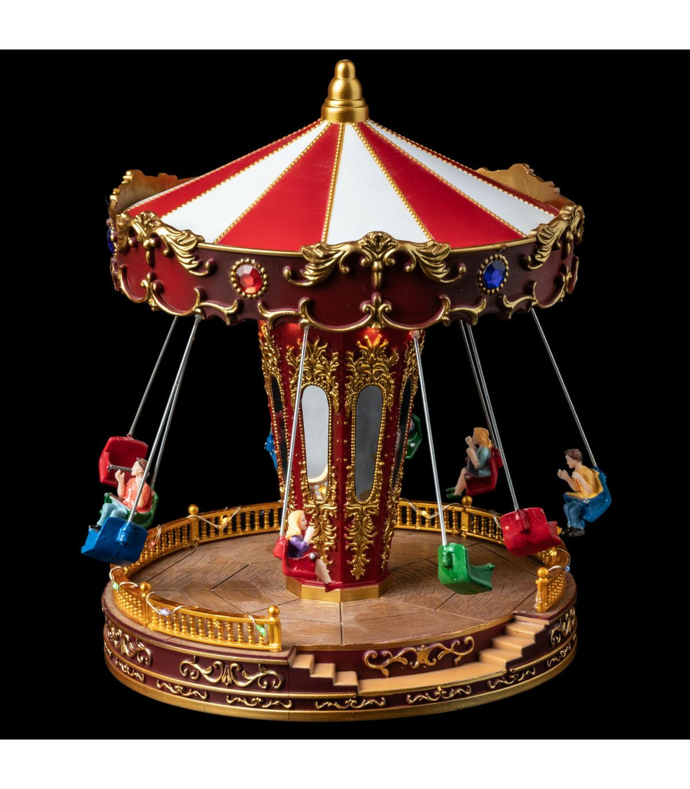 Village de noël lumineux et musical carrousel de chaises volantes animé