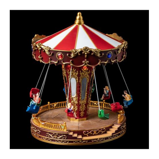 Village de noël lumineux et musical carrousel de chaises volantes animé