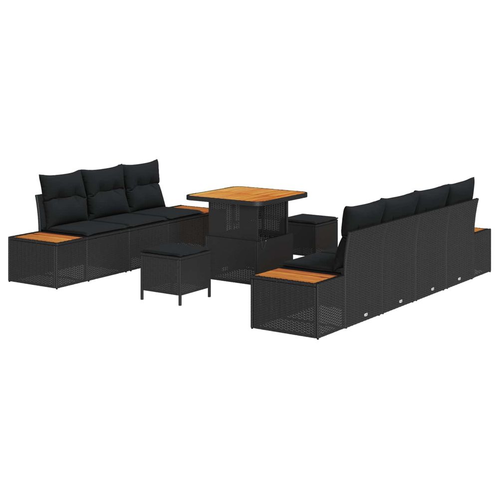 Ensemble de canapé de jardin 10 pc 9-nombre de places noir