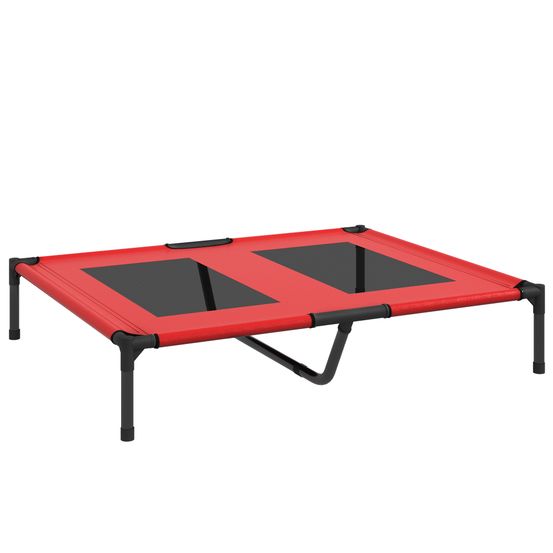 Lit sur pieds pour chien chat lit de camp animal lit surélevé oxford textilène micro-perforé dim. 92l x 76l x 18h cm rouge