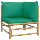 Canapé d'angle de jardin avec coussins vert bambou