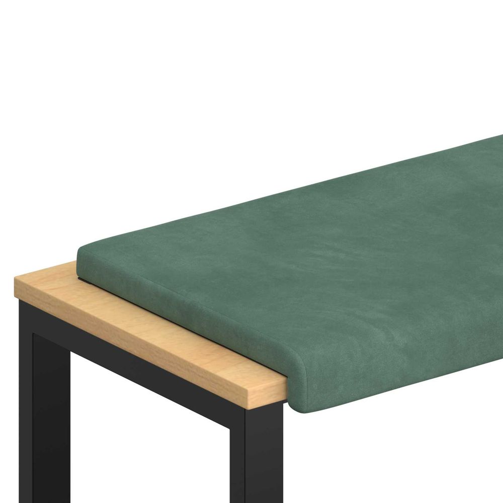 Coussin de banc velours vert mer profondeur 35 cm
