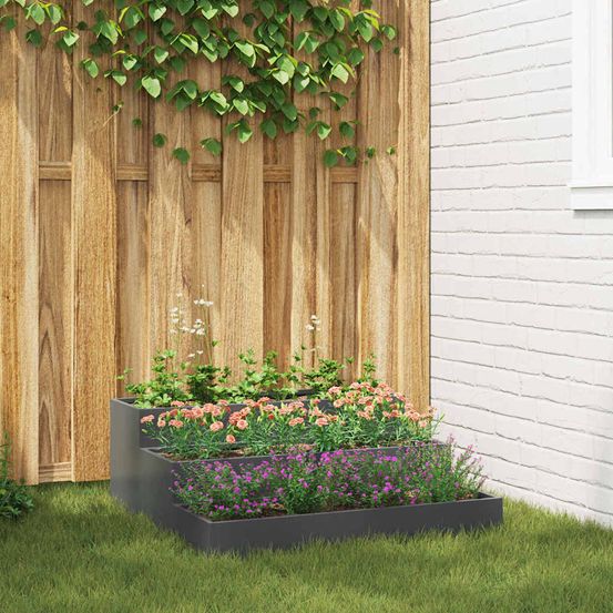 Jardinière carrée acier potager surélevé jardin anthracite 90cm