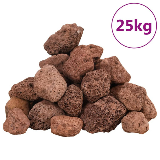 Roches volcaniques 25 kg rouge 3-5 cm