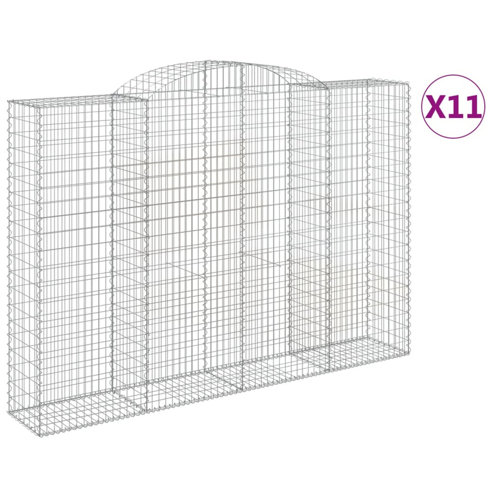 Paniers à gabions arqués 11 pcs 300x50x200/220 cm fer galvanisé