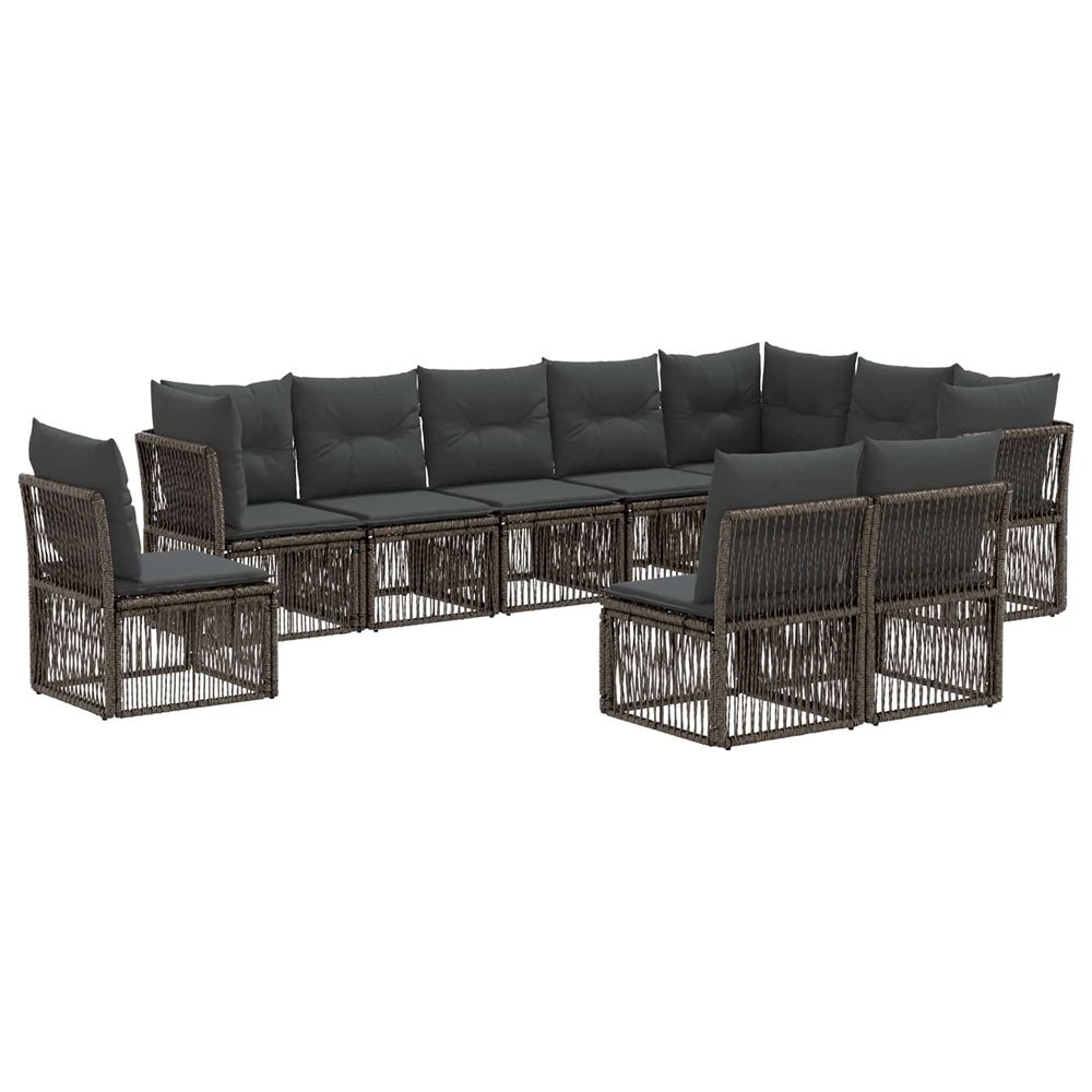 Ensemble de canapé de jardin 10 pc gris polyrotin