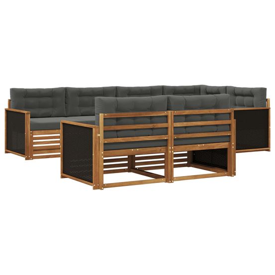 Ensemble de canapés d'extérieur 7 pc naturel et anthracite