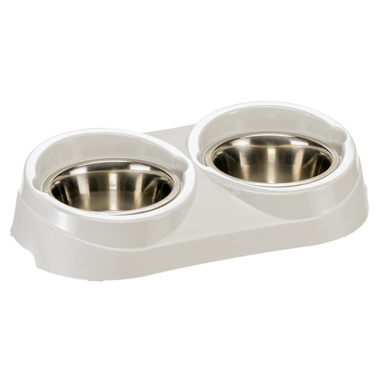 Ferplast support de gamelle pour chien duo feed avec 2 gamelles en acier inoxydable - système de double alimentation, antidérapant
