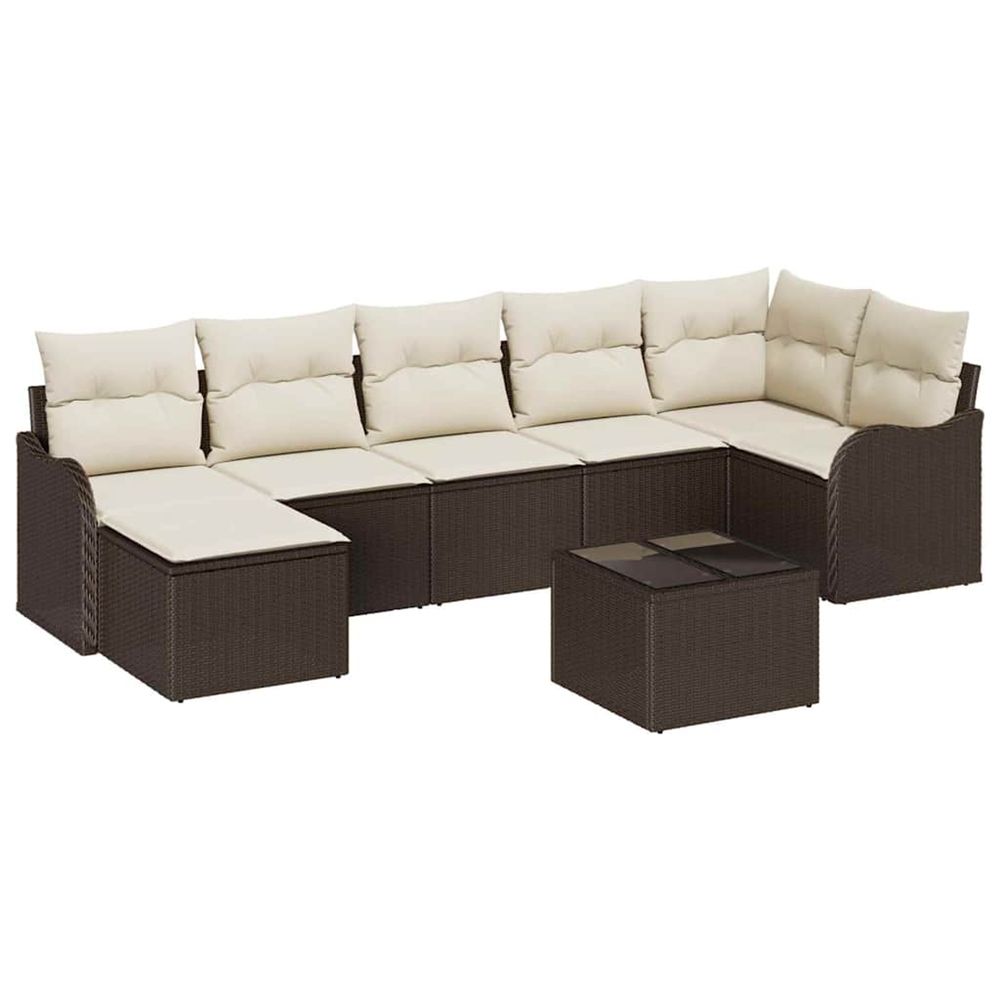Ensemble de canapé de jardin 8 pc marron et blanc polyrotin