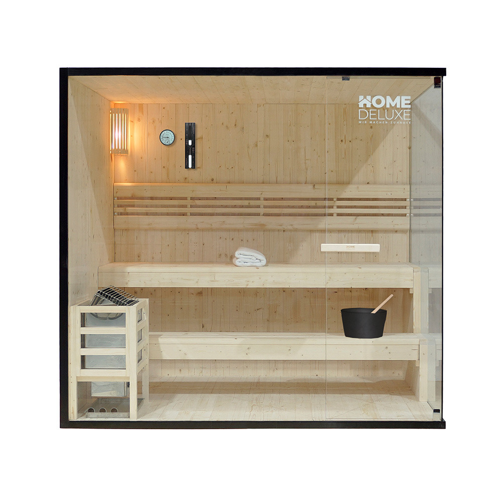 Home deluxe - sauna traditionnel - shadow xl - 200 x 150 x 190 cm - pour 5 personnes - bois d'épicéa de haute qualité, poêle et