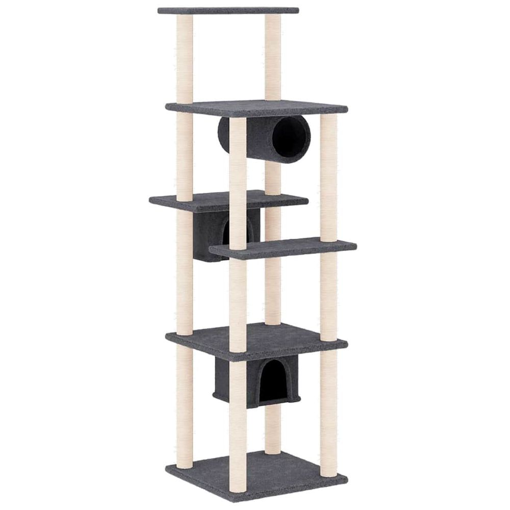 Arbre à chat avec griffoirs en sisal gris foncé 169 cm