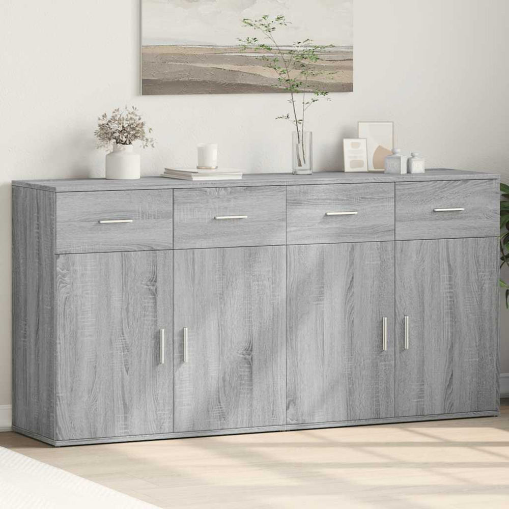 Buffets 2 pcs sonoma gris 79x38x80 cm bois d'ingénierie