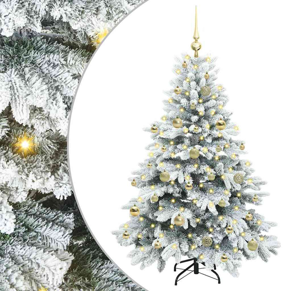 Sapin de noël artificiel avec 150 led blanc 150 cm pe et pvc
