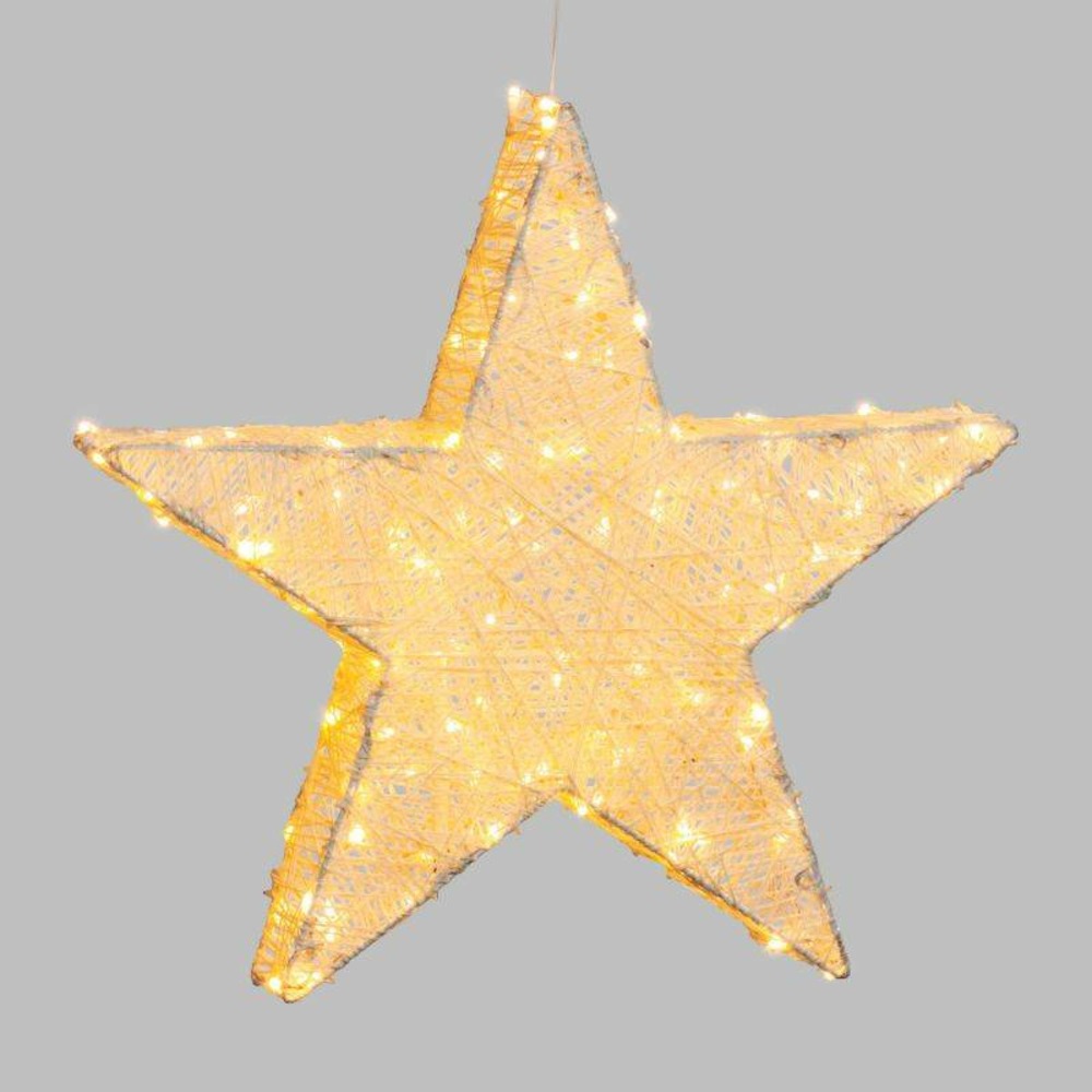 Etoile lumineuse à planter à suspendre ou à poser 55cm 120 led ambré fixe fil tressé crème 31v lotti