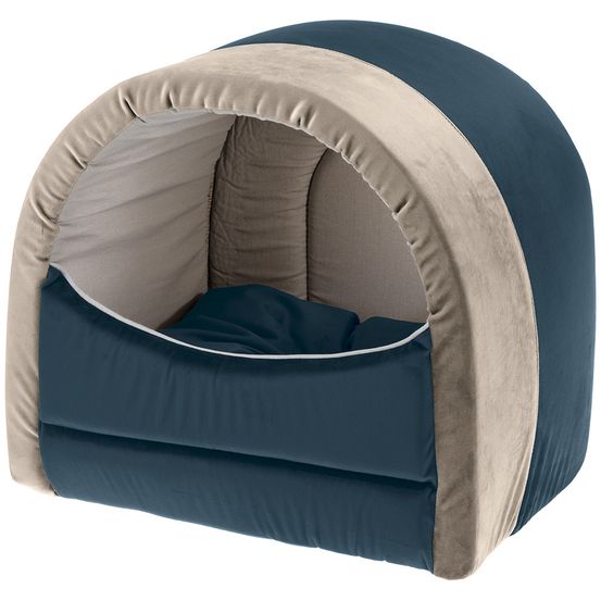 Ferplast couchage d'intérieur pour chats majesty 20, maisonnette pour chats, velours doux, lavable, 40x34x36, bleu