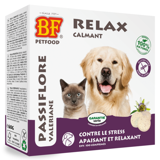 Relax comprimés calmant pour chien et chat, 60g/100p