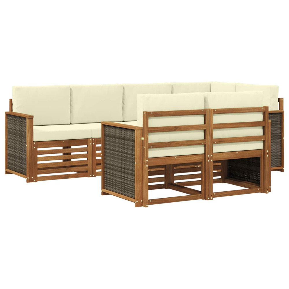 Ensemble de canapé d'angle avec coussin 6 pcs naturel et crème
