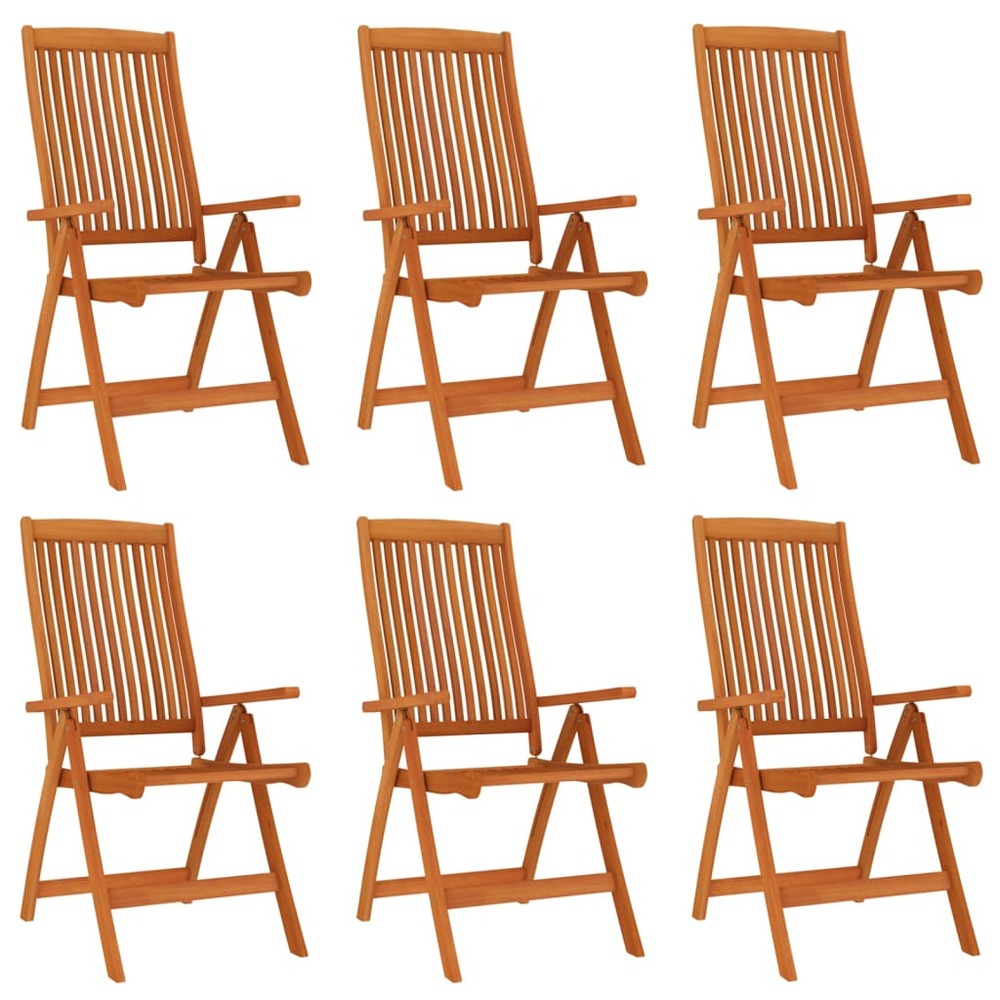 Chaises de jardin pliables lot de 6 bois d'eucalyptus massif